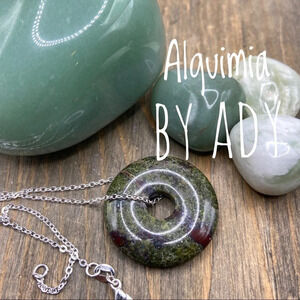Green kambaba jasper sterling silver pendant gemstone necklace